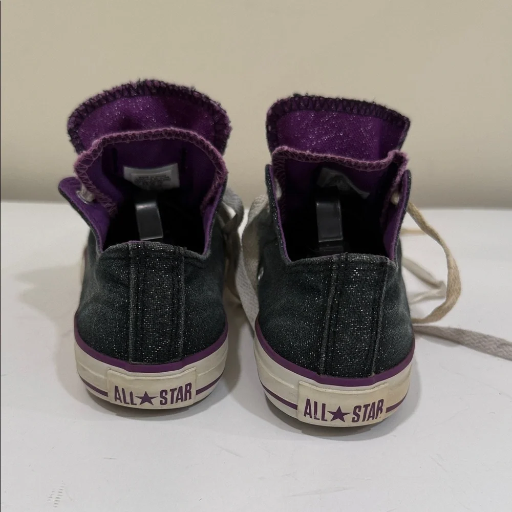 Converse Kids Black Sparkle Sneakers with Double Tongue (sz 4)